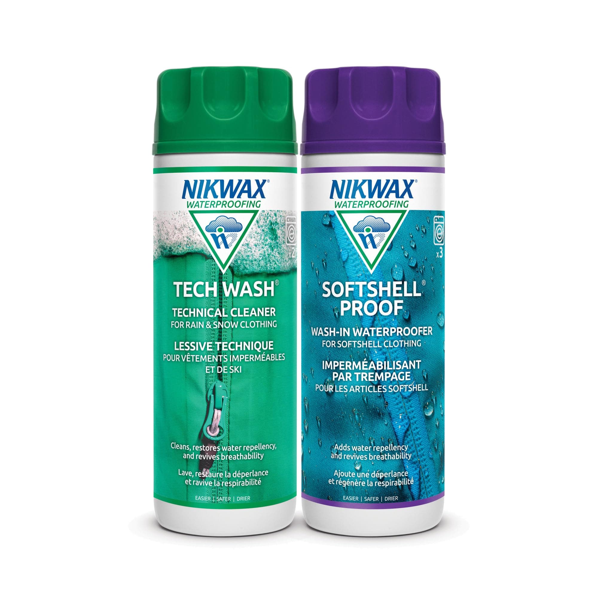Softshell Cleaning & Waterproofing DUO-Pack, Cleans and Restores DWR Water Repellency in Jackets, Pants, Vests, Outerwear, Ski and Snow Gear