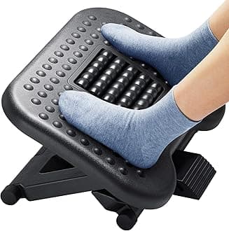 Foot Rest, Foot Rest Under Desk with Massage Function, Adjustable Angle & 3 Different Height Positions, Non-Slip Foot Stool for Office & Home