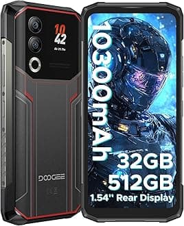 DOOGEE Blade 20 Ultra Rugged Phone Unlocked,32GB+512GB,10300mAh Large Battery Rugged Smartphone with 1.54"IPS Rear Display,6.6"HD+90Hz Android 14,50MP+8MP,IP68/IP69K Waterproof Phones,Face ID/NFC/OTG