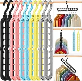 Closet Organizers and Storage,College Dorm Room Essentials,Pack of 10 Multifunctional Organizer Magic Space Saving Hangers with 9 Holes Storage Organization for Wardrobe Closet