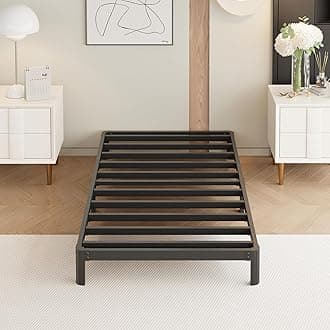 9 Inch Twin Bed Frames with Rounded Corner Legs, Heavy Duty Metal Twin Size Platform Bed Frame No Box Spring Needed, Easy Assembly, Noise Free, Black