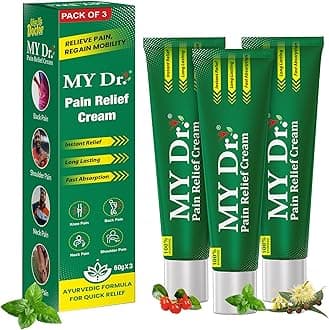MY Dr. Pain Relief Cream | Instant Relief for Back, Knee, Neck, Shoulder & Muscle Pain |100% Ayurvedic, Non-Sticky, Fast Absorbing Pain Cream| Long-Lasting Comfort | 60g(50g+10g Free) (Pack of 3)