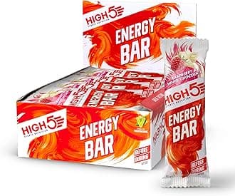 HIGH5 Energy Bars - High Carb Energy Bars for Running, Cycling & Hiking - Real Fruit Oat Bars - Healthy Snacks for Adults - Snack Bars Multipack for Training & Racing (12x55g, Raspberry & White Choc)
