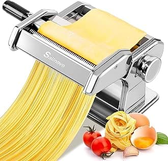 Sailnovo Pasta Maker Machine,Hand Crank Noodle Cutter Stainless Steel Manual Noodles Roller for Fresh Spaghetti Fettuccine Lasagna Tagliatelle