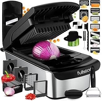 Fullstar The Original Pro Chopper - Vegetable Chopper and Spiralizer, Food Chopper with Container, Fruit Slicer, Kitchen Gadgets & Accessories, Home Essentials (14 in 1, Silver)