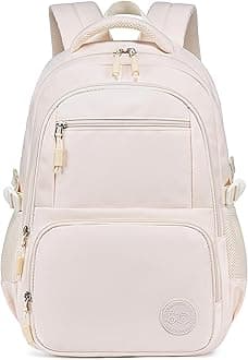 Bluboon Backpacks for School Girls Backpack Kids Bookbag Cute Backpack 8-12 School Supplies (Beige)