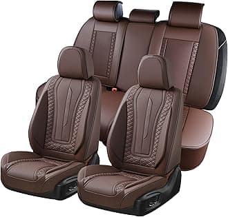 Coverado Car Seat Covers Full Set, Front Seat Cover and Back Seat Covers for Cars, Faux Leather Waterproof Seat Covers, Car Seat Protectors, Automotive Seat Covers Universal for Most Vehicles Coffee