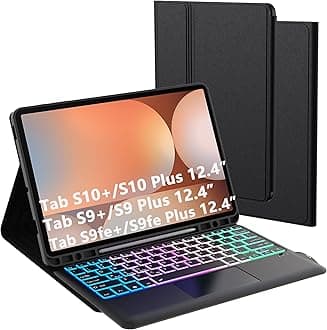 Keyboard Case for Samsung Galaxy Tab S9 FE+/S9+/S10+ 12.4 Inch - 3 Zone 7 Colors Backlit Keyboard for Galaxy Tab S10 Plus/S9 FE Plus 12.4 inch, Detachable Case for