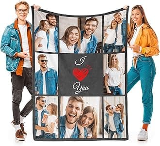 I Love You Gifts for Couple, Personalized Girlfriend, Custom Blanket with Photos, Blankets Pictures, Photo Using My Own Personalised Christmas