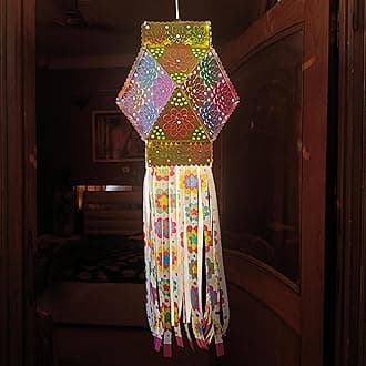 ALILA Akash Kandil for Diwali Balcony Hanging Lantern Kandil for Balcony Lamp Shade Jhumar Home Living Room Diwali Xmas Christmas Decor Decoration (Self Assembly - DIY: DO IT Yourself)