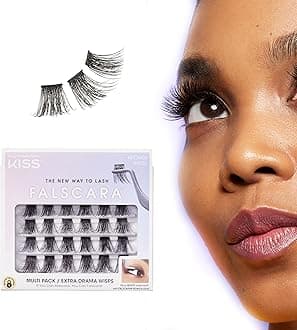 KISS Falscara Wisps Multipack, Style 03, Reusable Featherlight Eyelash Lengthening Wisps Black