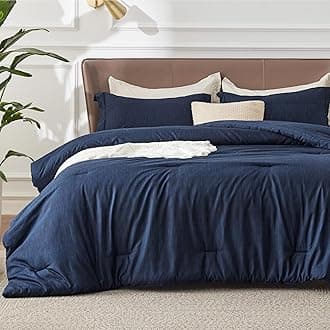 Bedsure California King Comforter Set - Navy Soft Bedding for All Seasons, Cationic Dyed Bed Set, 3 Pieces, 1 California King Size Comforter (104"x96") and 2 Pillow Shams (20"x36"+2")