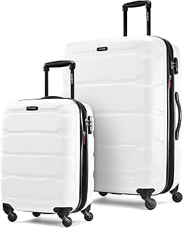 Omni PC Hardside Expandable Luggage with Spinner Wheels, White, 2-Piece Set (20/28)