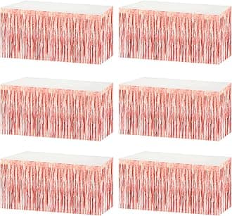 6 Pack 29x108 Inch Metallic Foil Fringe Tinsel Table Skirts Banner for Rectangle Tables Streamer Garland Curtains Backdrop for Wedding, Birthday, Parade Floats, Halloween Party Decoration(Rose Gold)