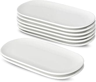 Ceramic Dessert Plates Set of 8, Small White Appetizer Plates 6.8 Inch, Porcelain Modern Serving Plate for Cake, Bread, Butter, Dishwasher, Microwave, Oven Safe