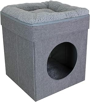 Kitty City Large Gray Cat Bed, Stackable Cat Cube, Indoor Cat House/Cat Condo