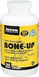 Jarrow Formulas BoneUp for Bone Density - Vitamin D3 and K2, Calcium Support, 360 Capsules, Promotes Skeletal Nutrition, Up to 60 Days Supply