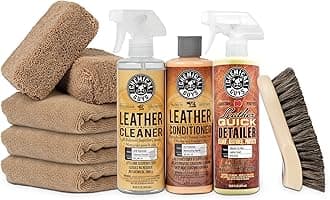 Chemical Guys HOL303 Leather Cleaner and Conditioner Detailing Kit, for Interiors, Apparel, Furniture, Boots, and More (Works on Natural, Synthetic, Pleather, Faux Leather and More), 9 Items,Colorless