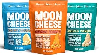 Variety Pack, Cheddar, Gouda & Garlic Parm, Crunchy, Protein-Rich Cheese Snack, Gluten Free, Keto Friendly, 100% Real Cheese, 2 Ounce (Pack of 3)