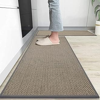 AOHRYME [2Pack]Kitchen Rug Mats Washable Kitchen Floor Mat Non-Skid Natural Rubber Kitchen Mats for Floor Runner Rugs Set for Floor Front of Sink, Hallway, Laundry Room 44 * 120CM+44 * 75CM (Grey)