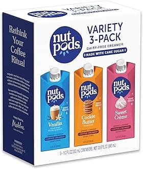 Variety Pack Coffee Creamer, Sweetened with Organic Cane Sugar, Made from Almonds and Coconuts, Gluten Free, Non-GMO, Vegan, Kosher (3-pack)