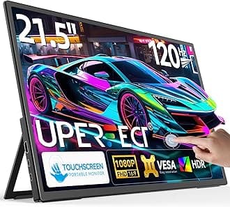 UPERFECT Portable Monitor with 21.5" 120Hz Touch Screen with Mount and VESA, Large Portable Gaming Monitor with HDMI Type C, External Display for Laptops, Steamdeck