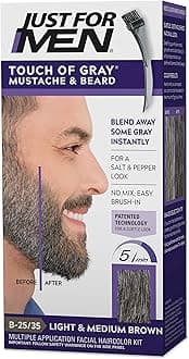 Touch of Gray Brush-In Mustache & Beard Color Kit, Light & Medium Brown