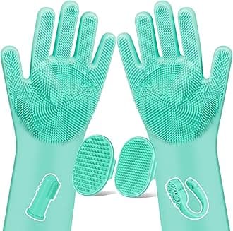 6PCS Pet Grooming Kit for Dogs,Cats and Horses | Dog Washing Gloves | Dog Bath Brush | Dog Bath Gloves | Dog Shampoo Brush | Pet Grooming Gloves | Dog Bath Supplies (Green)