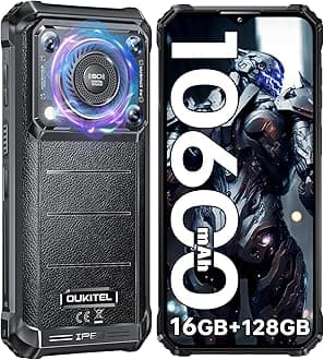 OUKITEL WP36 Rugged Phone Unlocked 2024-10600mAh Rugged Smartphone, 16GB+128GB Cell Phones, 6.52" Display, 128dB Loud Speaker, 13MP Camera 4G Dual SIM Android 13 Waterproof Phone, NFC/OTG/GPS,Black