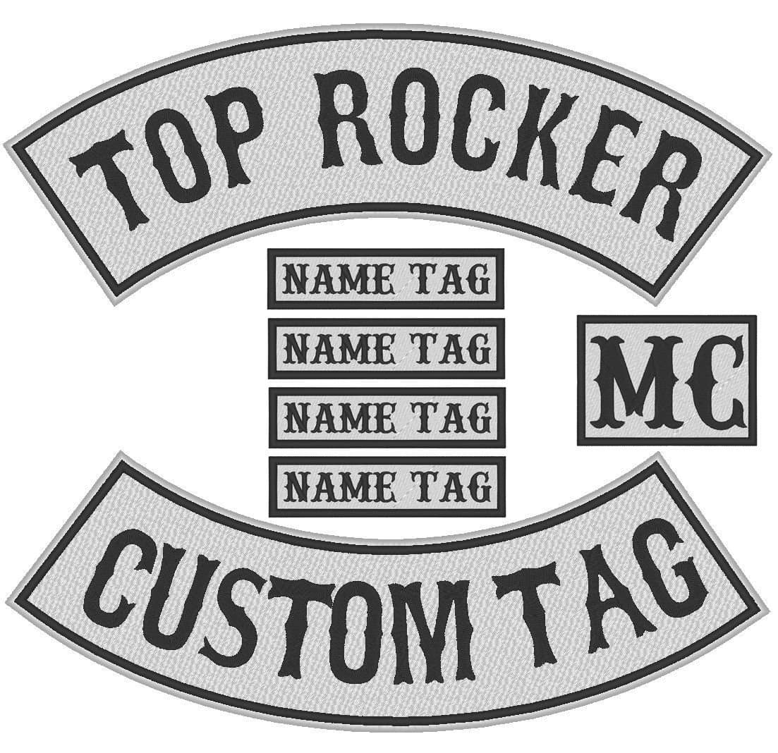 Custom Embroidered 8" Full Vest Set Rocker Patch Biker Patch Club Outlaw MC (B)