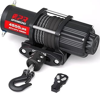 OPENROAD 4500 lb ATV/UTV Winch,12V Towing Off-Road Electric UTV Winch with 1/4"×50' Synthetic Rope,Wireless Remote and Rubber Stopper (4500lb with Synthetic Rope)