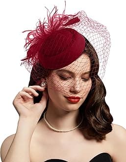 Fascinators Hats 20s 50s Hat Pillbox Hat Cocktail Tea Party Headwear with Veil for Girls and Women
