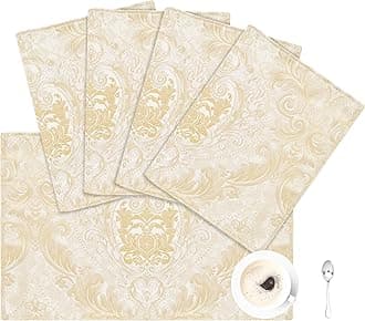 TOPLUXE Placemats 30x45cm, Jacquard Table Mats for Dining Room/Restaurant/Banquet/Festival Decoration (Set of 4, Light Gold)
