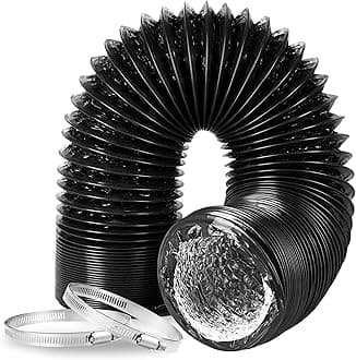 InfiniPower Dryer Vent Hose, 6" Insulated Flexible Duct 25FT with 2 Clamps, Heavy Duty Four Layer Protection for Heating Cooling Ventilation and Exhaust, 6" x 25', Black