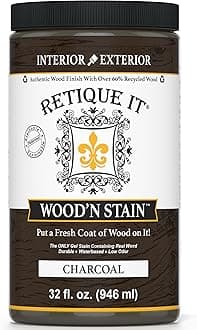 Retique It Wood'n Stain - Liquid Wood Gel Stain Interior/Exterior (32 oz (Quart), 15 Charcoal)