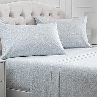 Mellanni Bed Sheet Set - Brushed Microfiber 1800 Bedding - Wrinkle, Fade, Stain Resistant - 4 Piece (Cal King, Laced Sky Blue)