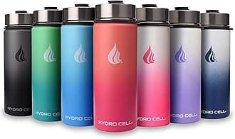 HYDRO CELL Stainless Steel Water Bottle w/ Straw & Wide Mouth Lids (40oz 32oz 24oz 18oz) - Keeps Liquids Hot or Cold with Double Wall Vacuum Insulated Sweat Proof Sport Design (Graphite 18 oz)