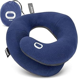 BCOZZY Chin Supporting Travel Pillow - Supports The Head, Neck and Chin in Maximum Comfort in Any Sitting Position. A Patented Product. Adult Size, Navy