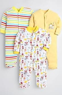 EIO 100% Cotton Rompers/Sleep Suits/Jumpsuit/Night Suits for Baby Boys & Girls, Infants, New Born Pack of 3
