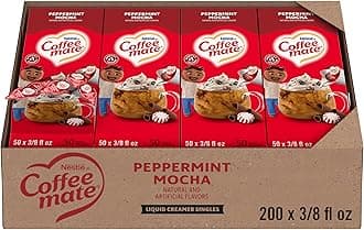 Nestle Coffee mate Coffee Creamer, Peppermint Mocha, Liquid Creamer Singles, Non Dairy, No Refrigeration, 0.375 fl oz Tubs (Pack of 200)