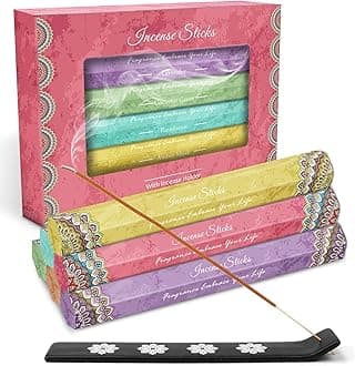 Incense Sticks Multipack, 120 Sticks, With Holder, 6 Scents Incense Stick Kit for Christmas, Church, Yoga, Wedding, Meditation