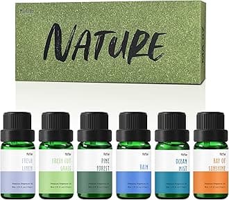 Fragrance Oils, MitFlor Nature Set of Essential Oils for Diffusers for Home, Soap & Candle Making Scents, Aromatherapy Oil Gift Set, Ocean Mist, Rain, Pine Forest and More, 6x10ml