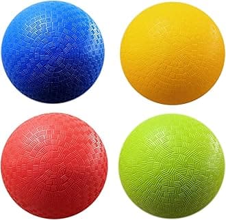 AppleRound Pack of 4 Toy Sports Balls with 1 Pump for Toddlers and Kids: 5-Inch Basketball, 5-Inch Soccer Ball, 5-Inch Playground Ball, 6.5-Inch Football (Mixed Bundle)