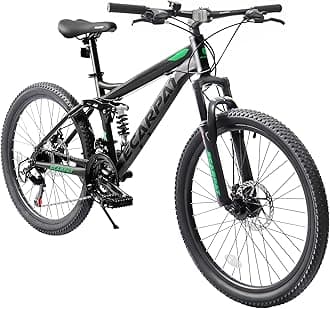 24/26/27.5 Inch Wheel Mountain Bike, 21 Speed MTB Bike with Full Suspension, Steel Frame and Dual Disc Brakes, Adult Mens Outdoor Cycling Mountain Bicycle