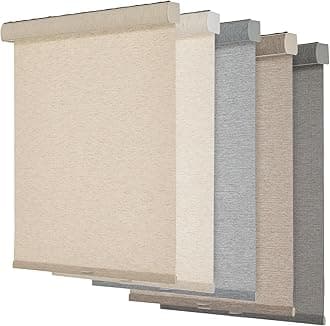 Persilux Light Filtering Roller Shades for Windows,Cordless,Linen Fabric,Roller Blinds,Thermal Insulated Fabric UV Protection Shades for Home,Office,Bedroom,Door,Light Filtering-Beige,78" W X 48" H