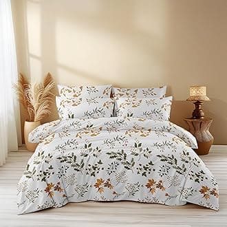 LOOMLYFE 300 TC All Season King Size AC Comforter || Blanket || Duvet with 1 King Size Elastic Fitted Bedsheet and 2 Large Pillow Cover - 4 Piece Comforter Set - WhiteMaple