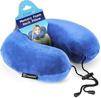TRAVELREST - Travel & Neck Pillow, Therapeutic Memory Foam, Washable Micro-Fi...