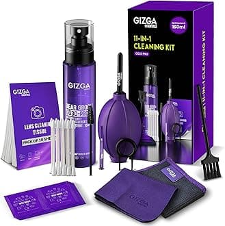 Gizga Pro Series 11-in-1 Cleaning KIT - 150ml Cleaning Spray, Air Blower, 50-Lens Tissues, Swabs & Wipes, Brushes, Key Puller, Microfiber Cloths & More for Laptop PC Keyboard Camera Smartphone Tablet