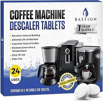 Bastion Coffee Machine Cleaner & Descaler Tablets - 24 Count | Deep Clean & Descale for Keurig, Nespresso, Ninja, Braun, Cuisinart & More | Extend Machine Life & Enhance Coffee Flavor
