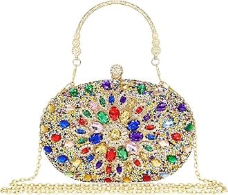 Rhinestone Clutch Purses for Women Evening Wedding Formal Round Pearl Clasp Handbag for Party Prom